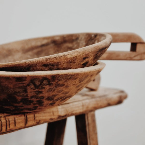 Indian Wooden Bowl with Handle